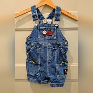 Vintage Blue Denim Overall Shorts Classic Design